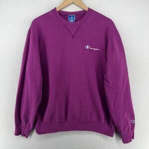 CHAMPION Sweatshirt Mens XL 80s Fleece Pullover Cotton Blend Purple USA VTG
